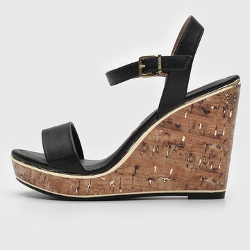 Vizzano 6283-4700 Wedge Sandal in Black Napa